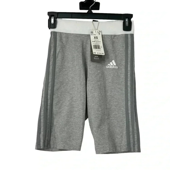 ADIDAS SHORTS WOMENS XS MUST HAVES 3-STRIPES BIKER TIGHTS ATHLETES ATHLETIC - Picture 9 of 12